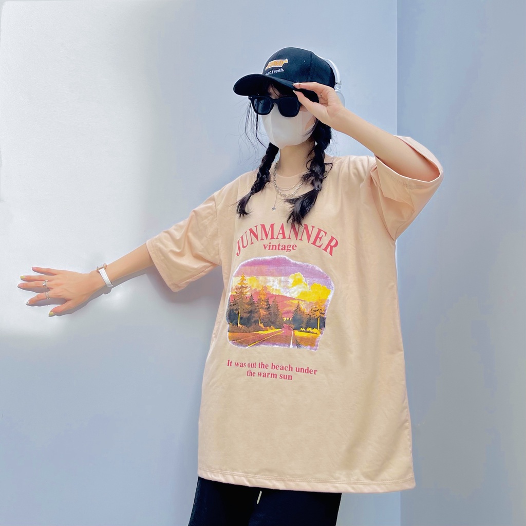 Áo thun tay lỡ in chữ JUNMANER Vintage ❤️ Áo phông oversize form rộng unisex nam nữ - A15 - Happy Style