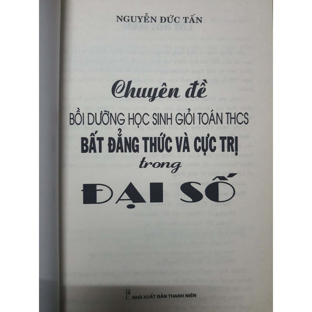 Sách - Chuyên đề bồi dưỡng Học Sinh Giỏi Toán THCS Bất Đẳng Thức Và Cực Trị trong Đại Số