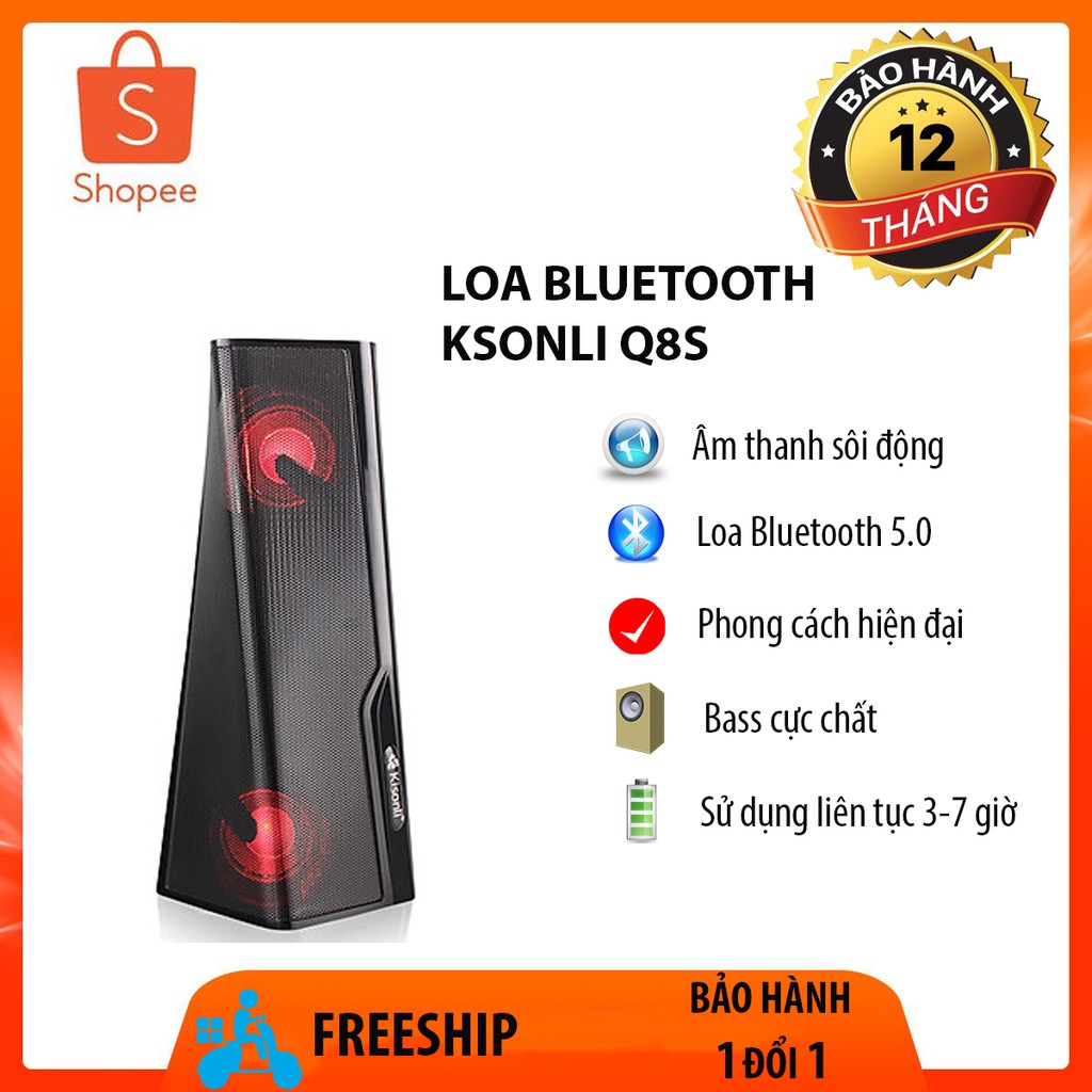 Loa Bluetooth Kisonli Q8S Âm Hay Tuyệt Đỉnh Bass Cực Hay Kết Nối Bluetooth Không Dây Usb Điện Thoại Máy Tính Mp3
