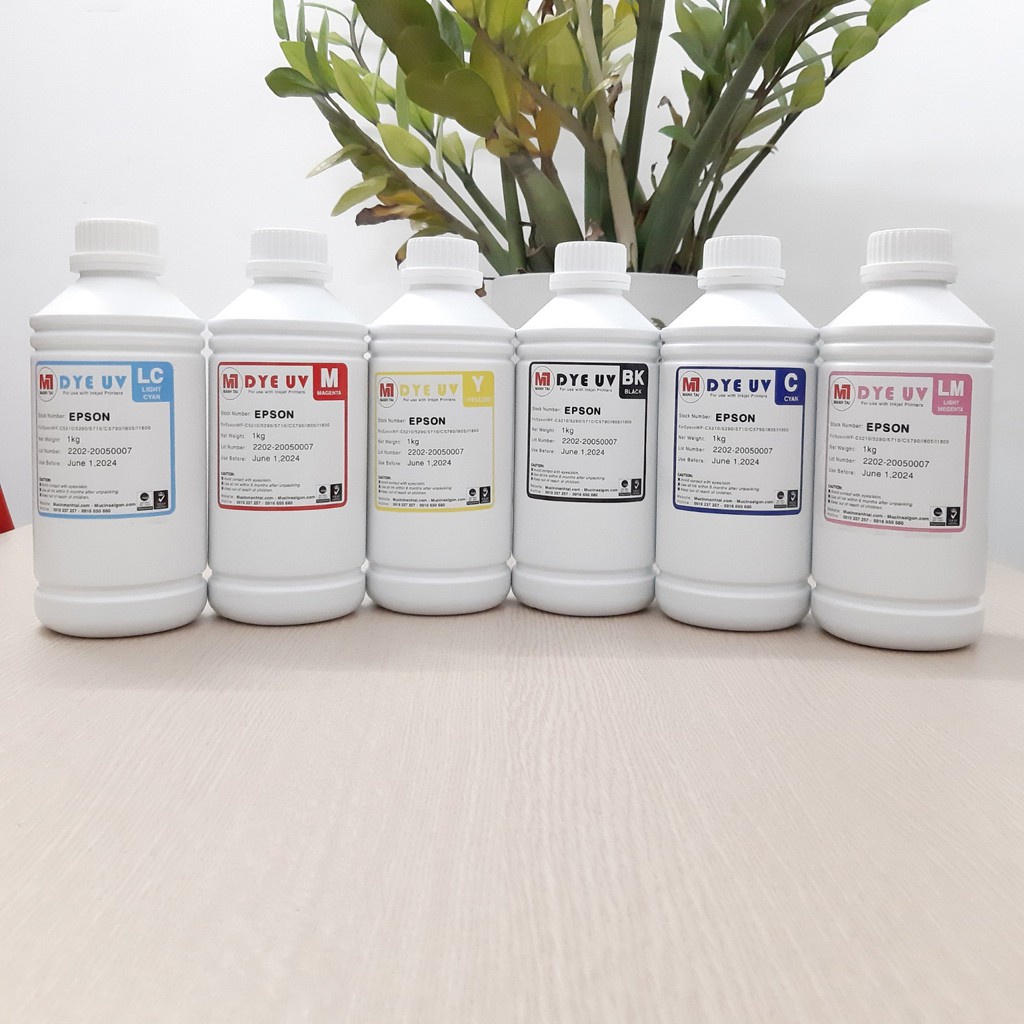 ✜ↂMực in epson - nước Dye UV dùng cho máy phun màu T50 / T60 L800 L1800... Loại 1 lít