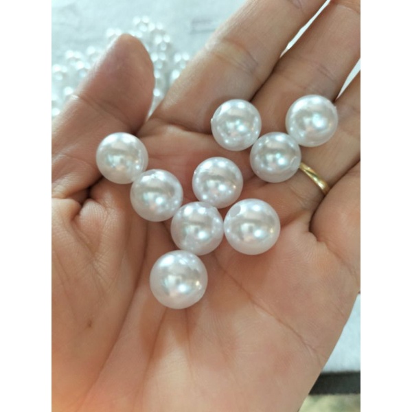 Hạt ngọc trai nhựa size 12li trắng làm handmade