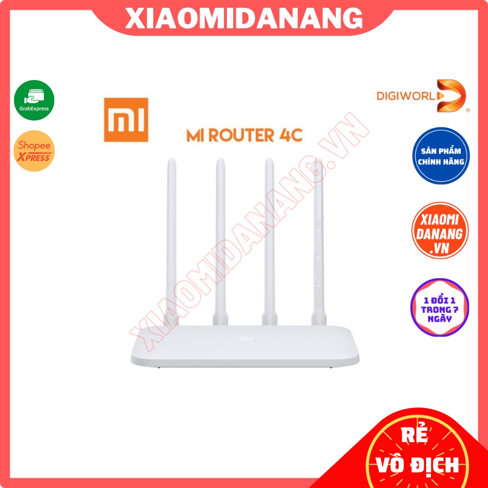 Bộ phát Wifi Xiaomi Router 4C 4 Anten Gen 4C bản Quốc Tế Tiếng Anh (Hàng chính hãng Digiworld phân phối)