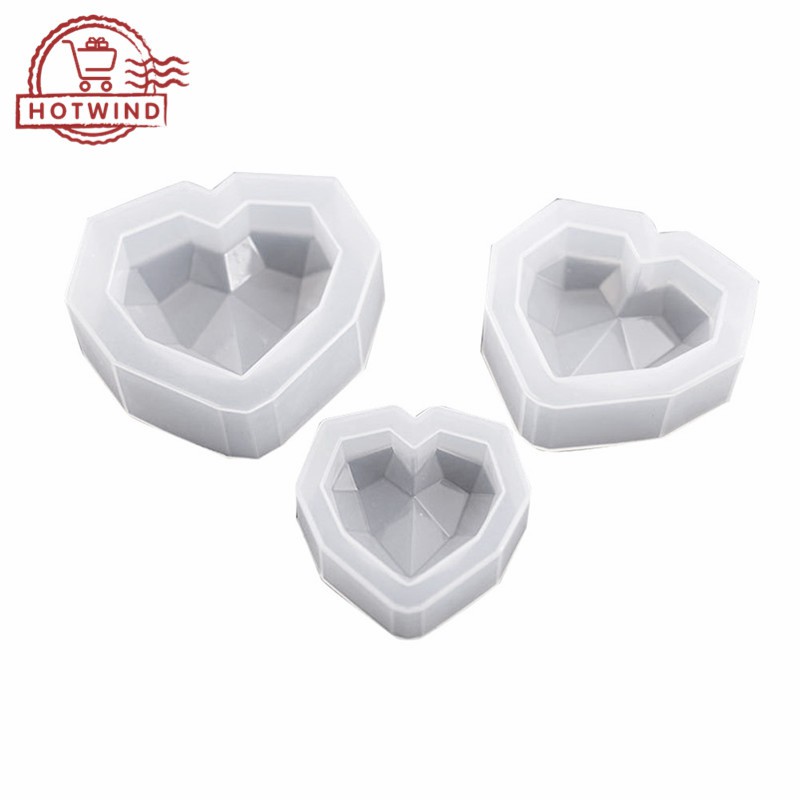 HW 3D Diamond Heart-shaped Silicone Mold Resin Art Silicone Mould Silicone Jewelry Making Molds