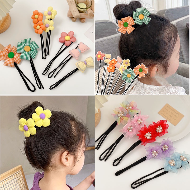 Dụng Cụ Búi Tóc Đính Hoa Dành Cho Bé Gái