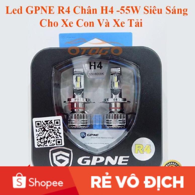 (Giá sốc) Đèn Led GPNE Chính Hãng R4 Chân H4 55W, Sử dụng điện từ 9-36V, Có Canbus cho các loại xe hơi và xe tải