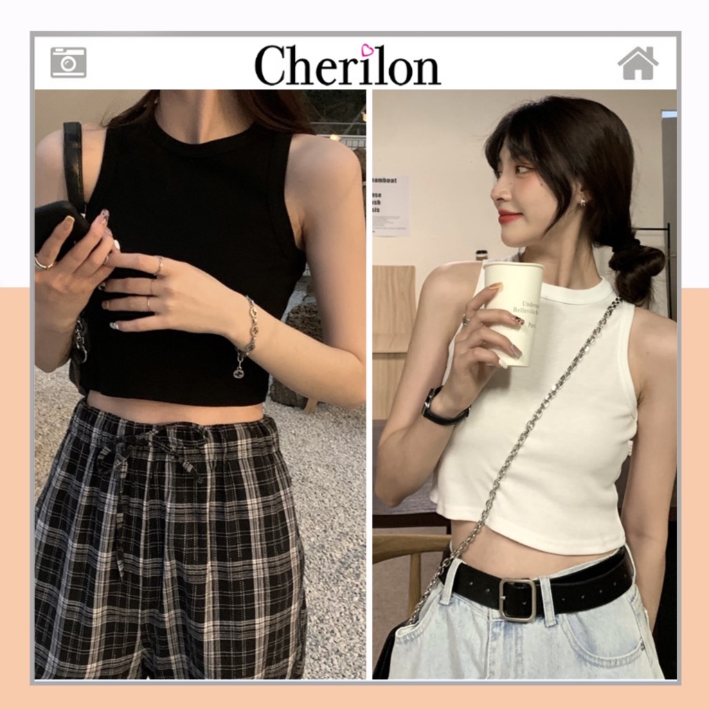 Áo croptop ba lỗ cổ cao Kanimi - áo thun ba lỗ cao cổ nữ phong cách Ulzzang