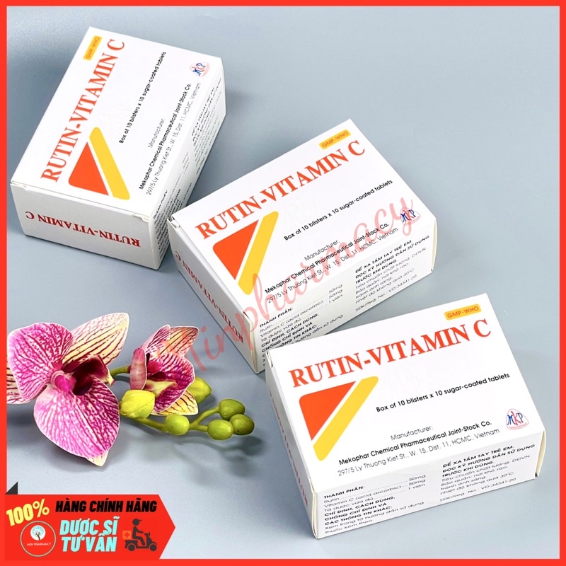 Viên uống RUTIN - VITAMIN C Mekophar Làm tăng sức bền thành mạch (hộp 100 viên) - Minpharmacy