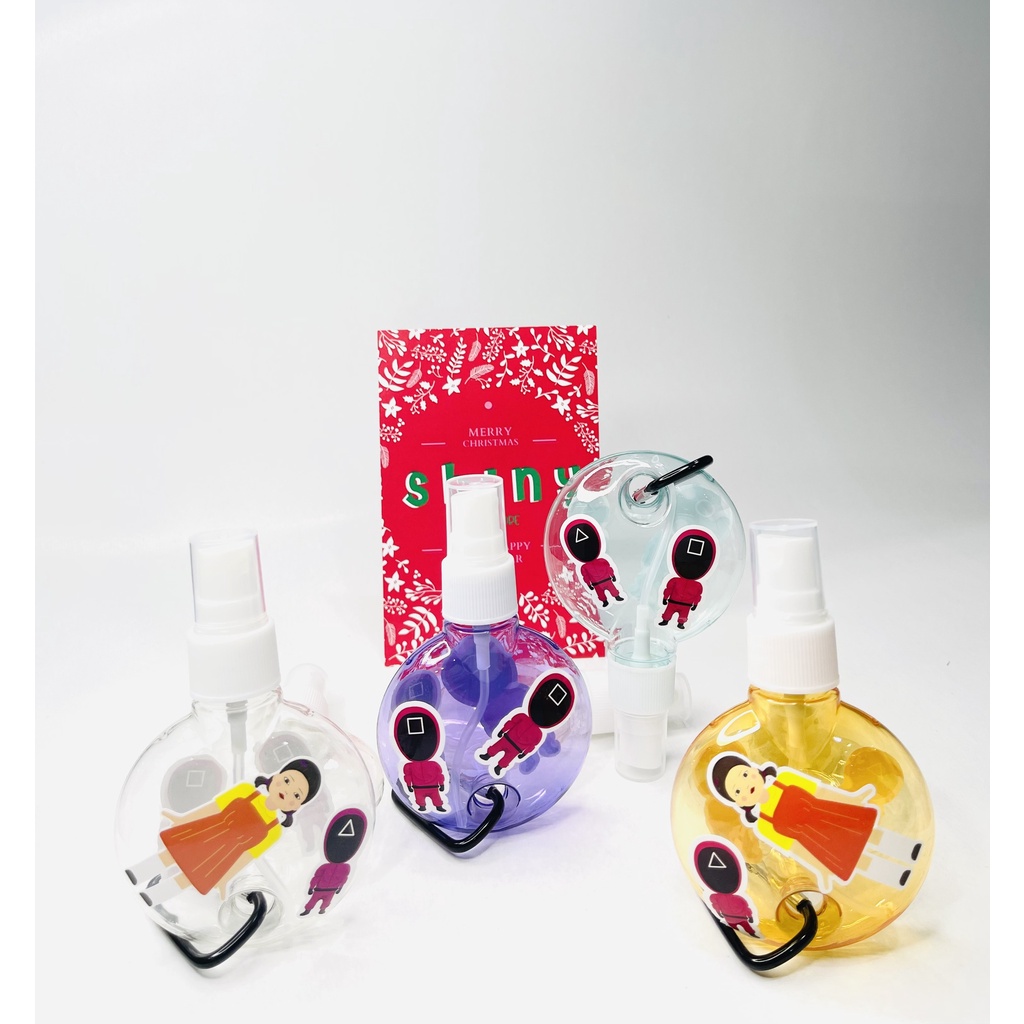 Bình xịt hình tròn 50ml tặng kèm sticker squid game và móc treo tiện dụng