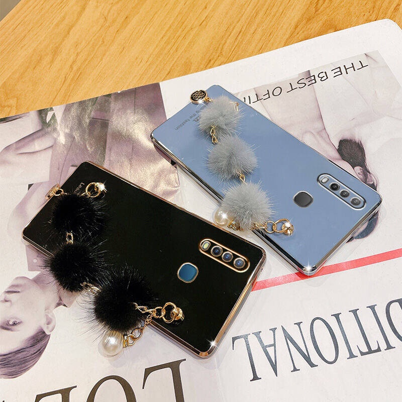 Ốp Điện Thoại Mềm Đính Ngọc Trai Và Dây Đeo Quả Bông Cho Vivo Y17 Y15 Y19 Y12 U10