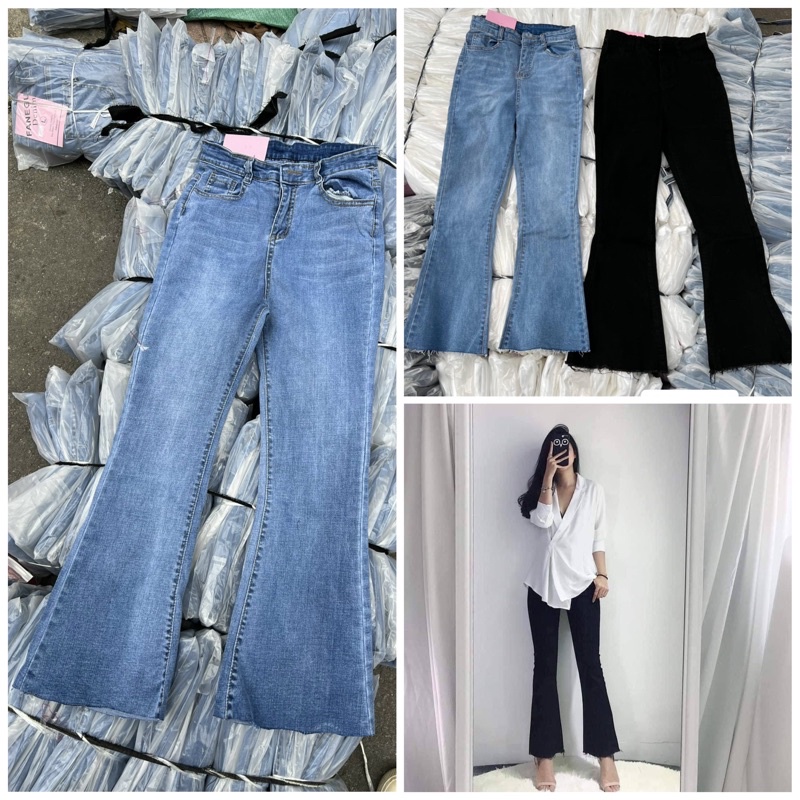 2443 Quần Jean Jeans Loe Cắt Gấu Tag Hồng Fanegu Siêu Xinh