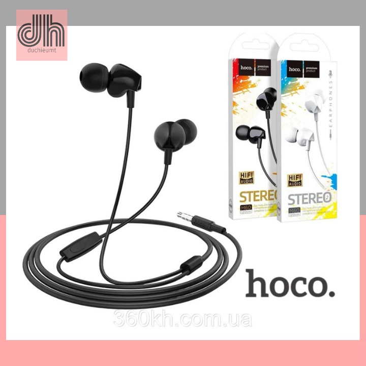 Tai nghe có dây jack 3.5mm cho điện thoại máy tính bảng Hoco M60