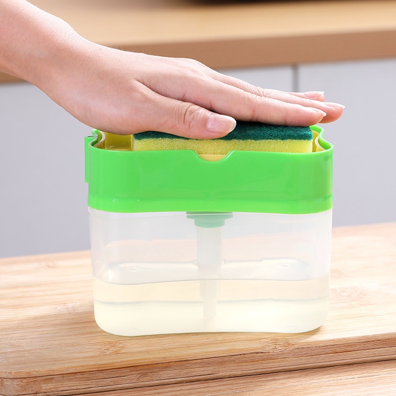 Bình Đựng Xà Phòng Rửa Chén 2 Trong 1 Dạng Nhấn Tiện Dụng