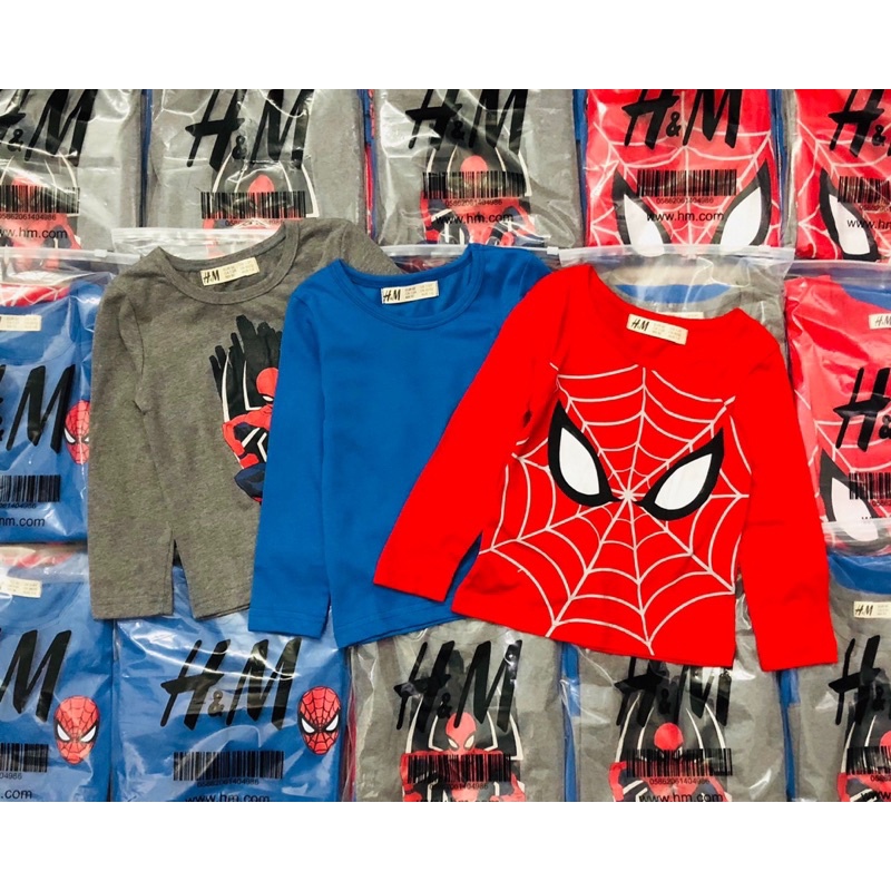 Set 3 áo cotton dài tay Spiderman HM 1-10Y (có ảnh thật)