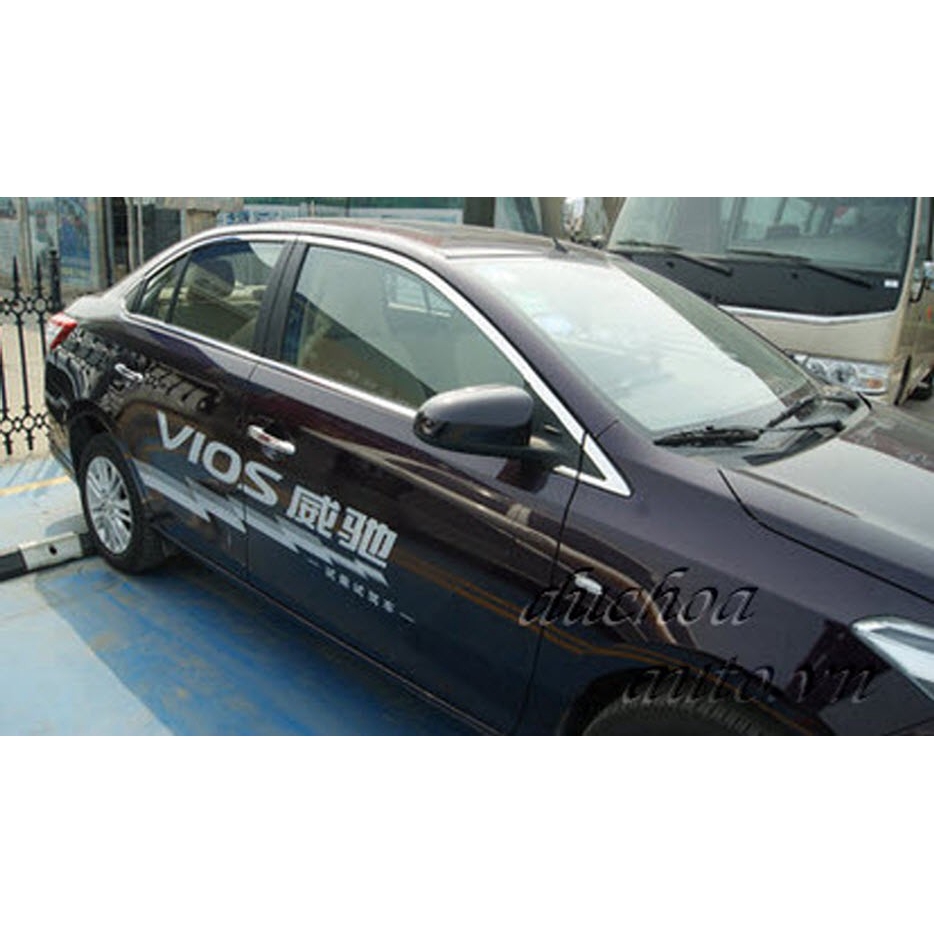 Nẹp viền inox chân kính và cong kính Toyota Vios 2014-2018