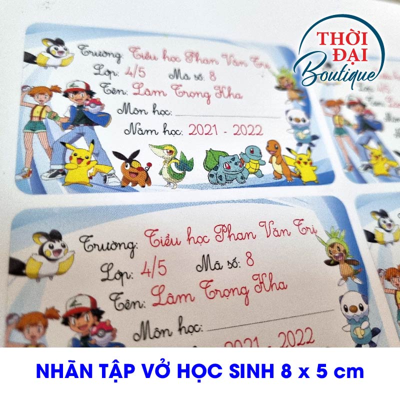 Giấy nhãn tập vở in tên học sinh  combo 25 nhãn