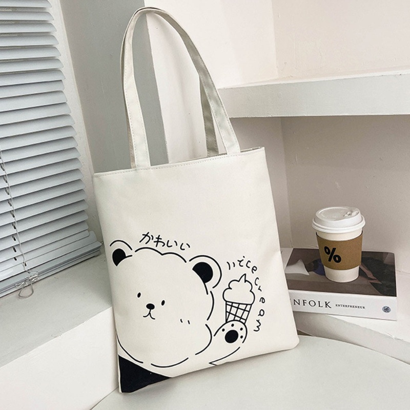 Túi Tote Đeo Vai / Xách Tay Bằng Vải Bạt In Họa Tiết Động Vật Sức Chứa Lớn