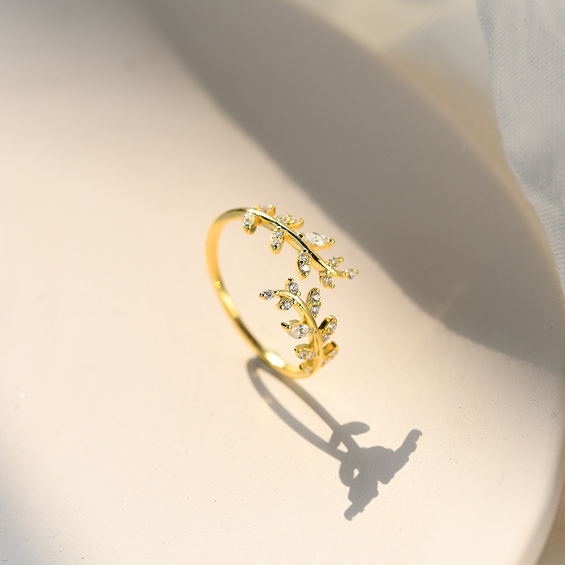 Nhẫn phối hình chiếc lá thời trang Hàn Quốc đơn giản