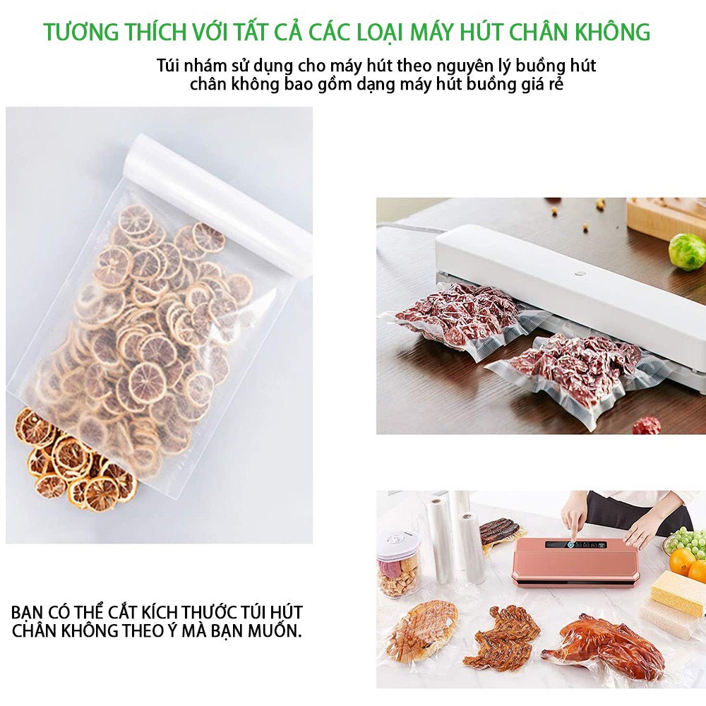 Cuộn Túi Hút Chân Không,Cuộn Túi Hút Chân Không Bảo Quản Thực Phẩm 1 Mặt Nhám,1 mặt trơn 1 Cuộn 15x500cm - Bếp Nhà Bear