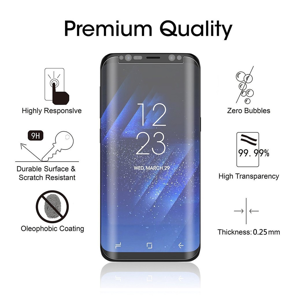 Miếng dán cường lực cong 3D bảo vệ cho màn hình  For Samsung Galaxy S9 Samsung S9Plus Samsung S8 Samsung Note 8