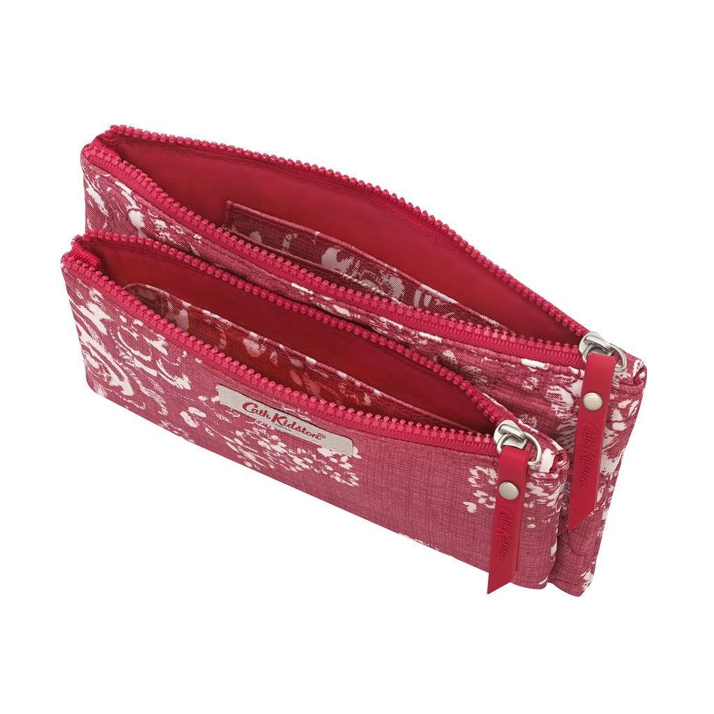 Cath Kidston - Ví cầm tay Embroidered Poly Double Pouch - 891202 - Pale Red