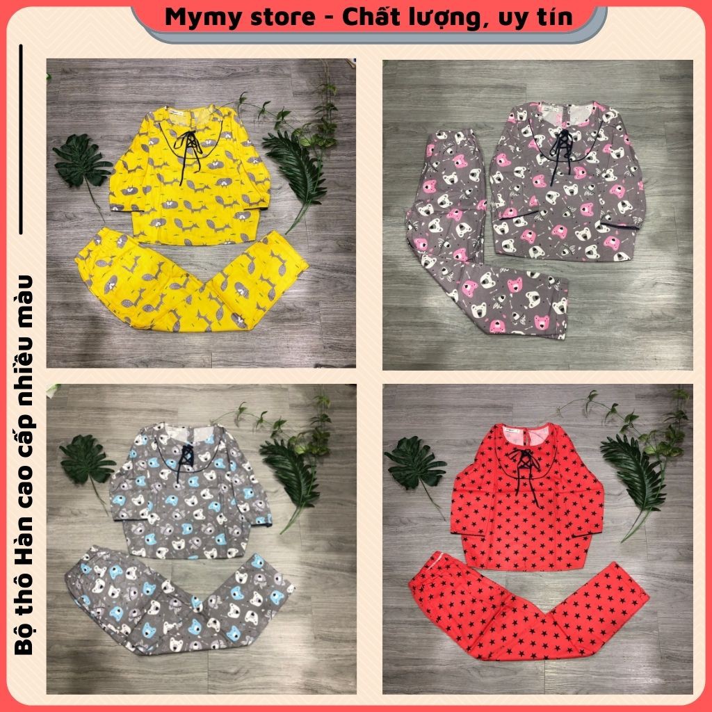 Đồ bộ nữ - Bộ mặc nhà thu đông chất thô Hàn tay lỡ quần dài nhiều màu hàng thiết kế cao câp