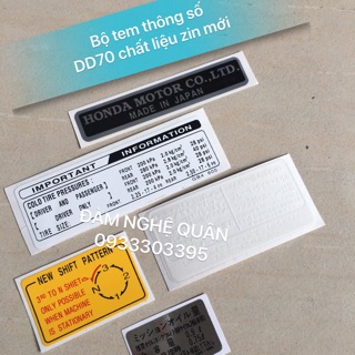 Bộ tem thông số DD 70cc chất liệu zin tuyệt đẹp mới 100% 💰 220,000 VND / 1 bộ y hình