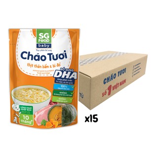 1/2 Thùng Cháo tươi Baby Sài Gòn Food Thịt thăn bằm & Bí đỏ 240g x 15 gói