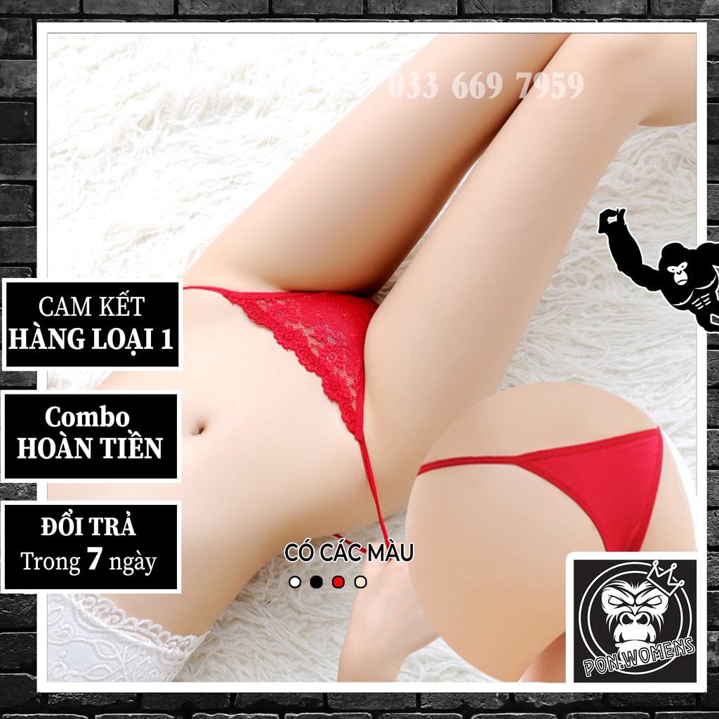 Quần lót nữ ren lọt khe sexy dây buộc thun lạnh FREESIZE màu trắng đen đỏ vàng PON.WOMENS