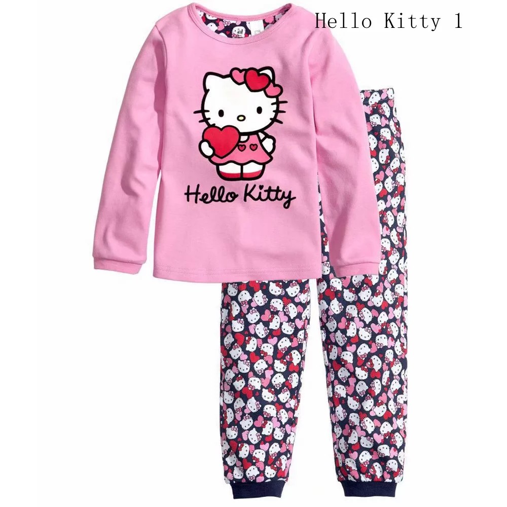 Set áo thun tay dài &amp; quần dài in hình Hello Kitty cho bé gái