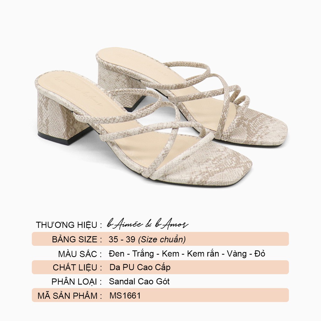 Sandal nữ cao gót 3p quai mảnh gót vuông mũi vuông thời trang bAimée & bAmor - 1533bb