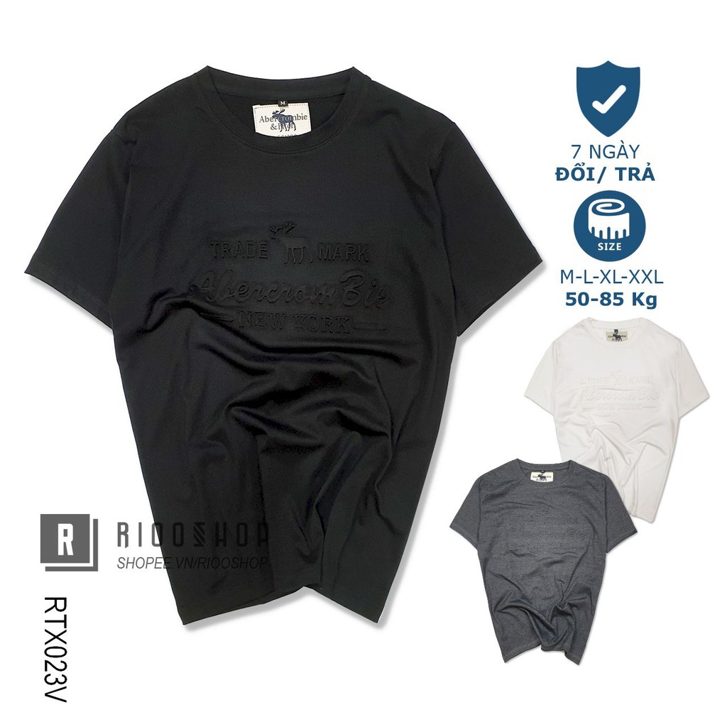 Áo phông nam cổ tròn dập nổi aber cực đẹp RTX023v - áo thun nam cotton Riooshop