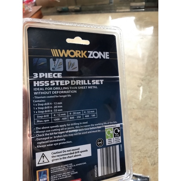 Bộ ba mũi khoan tháp,khoan bước thép HSS Work Zone cao cấp