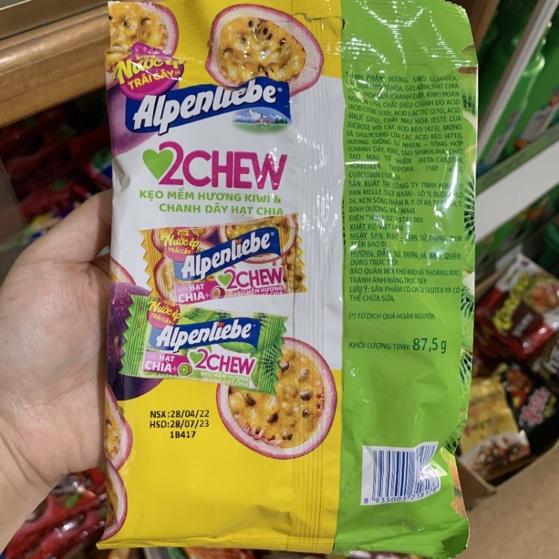Kẹo Mềm Alpenliebe Hương Chanh Dây Hạt Chia Gói