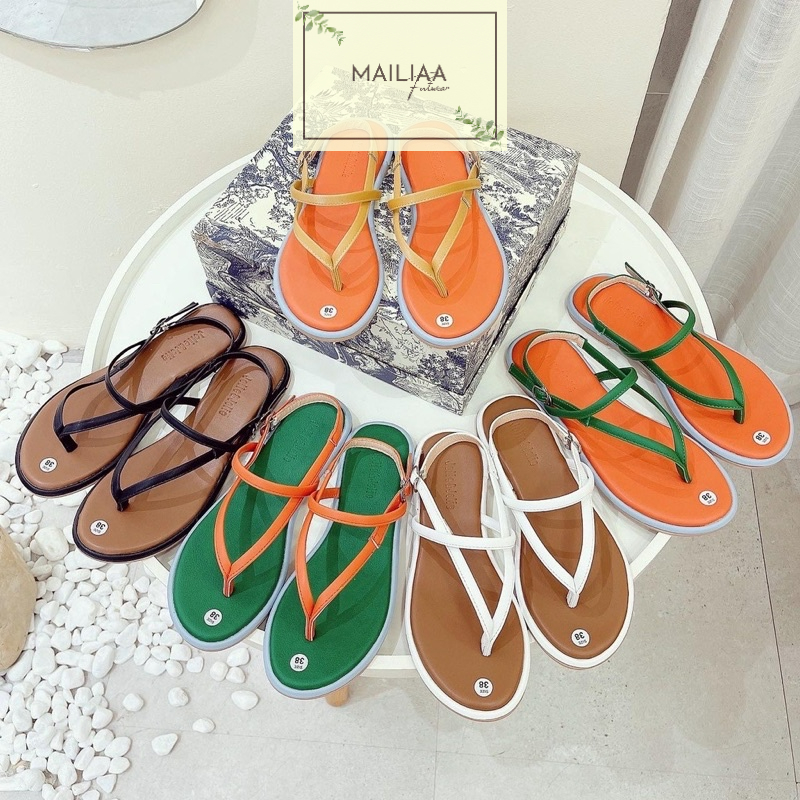 Sandal nữ xỏ ngón, sandal nữ, sandal đế xẹp nữ MAILIAA quai kẹp dây ngang 5 màu