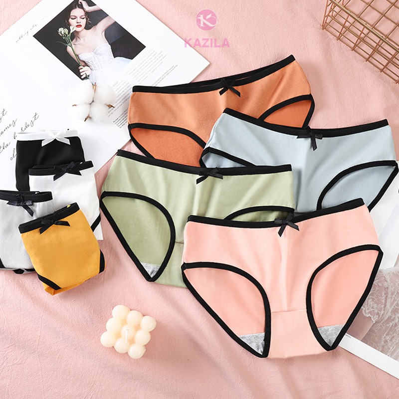 Quần lót nữ cotton cao cấp trơn viền đen, quần lót cotton kháng khuẩn co giãn 4 chiều thoáng khí Kazila QLH78 | BigBuy360 - bigbuy360.vn
