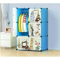 Tủ nhựa ghép 6 ô xanh dương cửa tháp