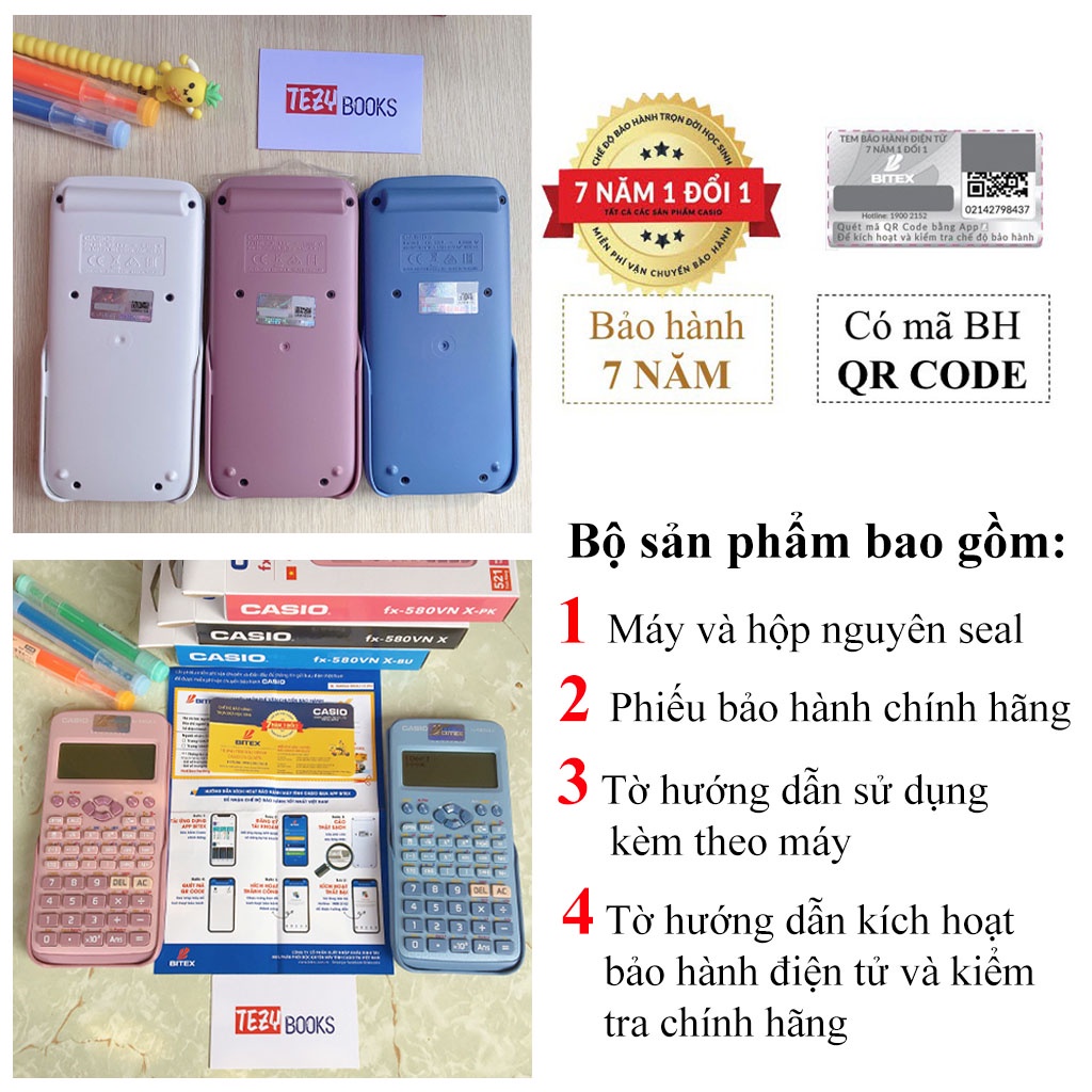 Máy Tính Casio FX 580VNX Chính Hãng Nhập Khẩu Thái Lan 521 Tính Năng Có Thể Chuyển Đổi Tiếng Việt - TEZY