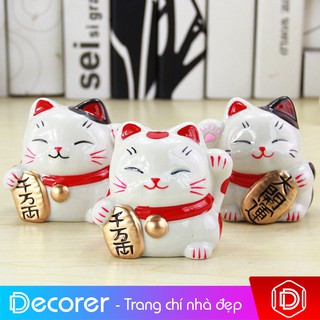 Tượng trang trí để bàn Mèo Maneki Neko may mắn tài lộc