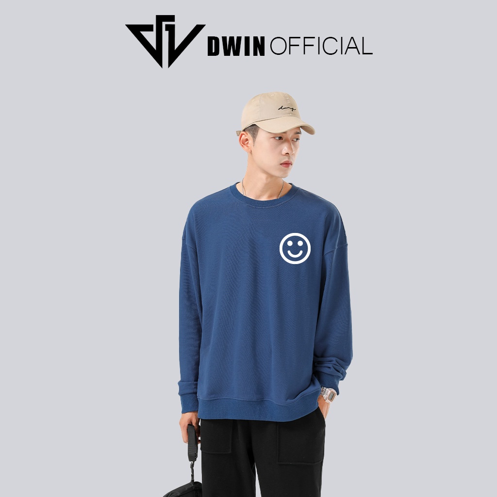 Áo sweater nỉ mặt cười unisex DWIN basic nam nữ form rộng oversize local brand SP00087