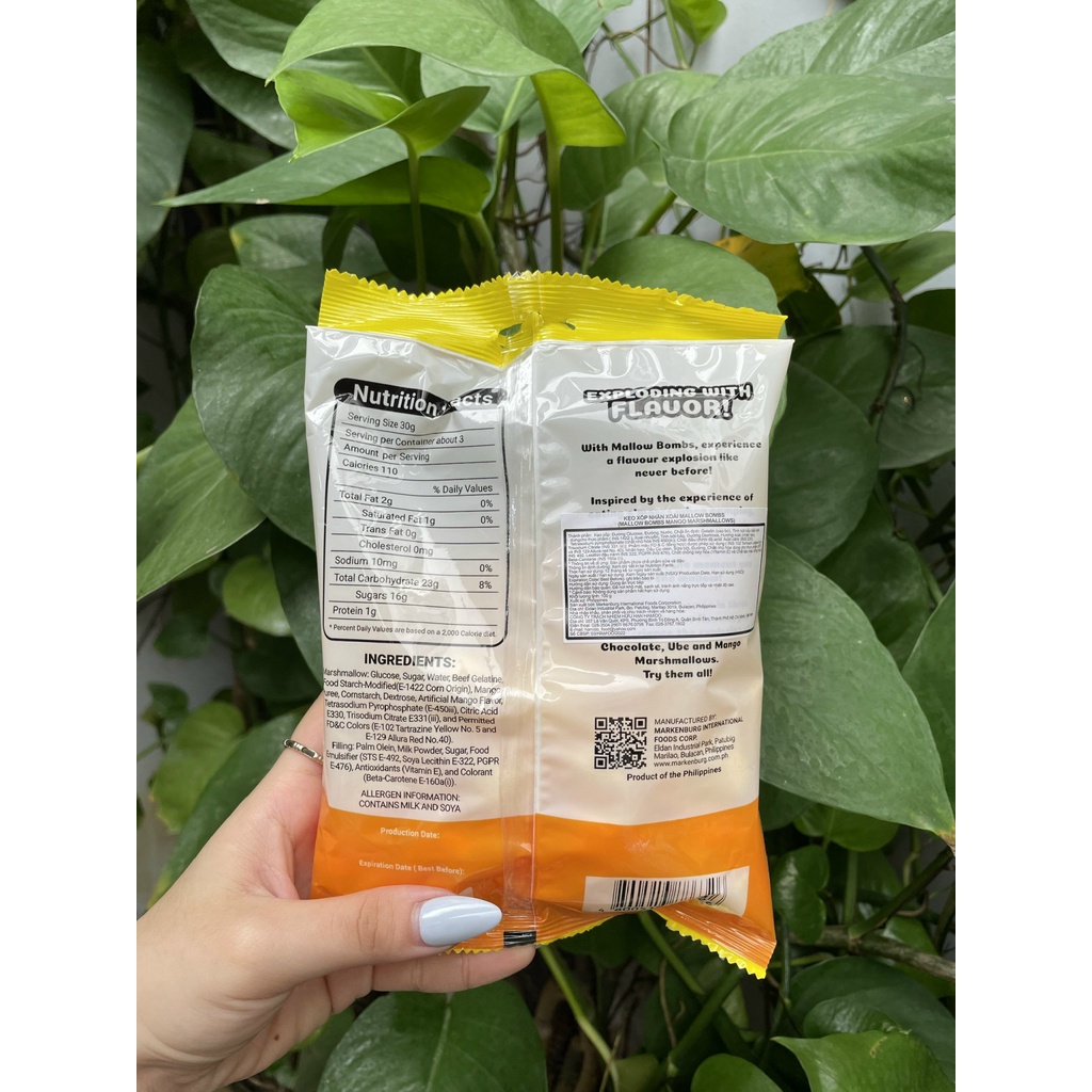 Kẹo Xốp Bông Gòn Nhân Xoài Markenburg Mango Mallow Bombs (Gói 100g)