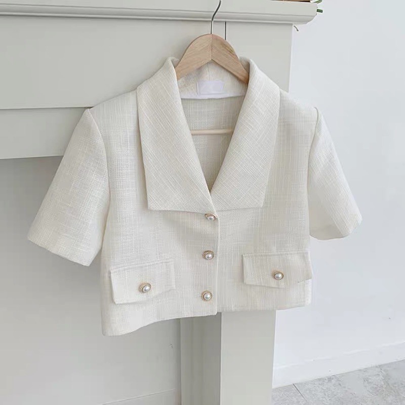 Áo Blazer Ngắn tay Nữ Phong cách Hàn Quốc Áo Blazer Lửng Nữ Kiểu dáng Cardigan Ulzzang Thời trang | BigBuy360 - bigbuy360.vn