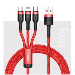 Cáp Sạc Nhanh 3A - 3 Đầu Baseus 1.2M CAMLT-SU01 Lightning + Micro + Type C (Chính Hãng Baseus)