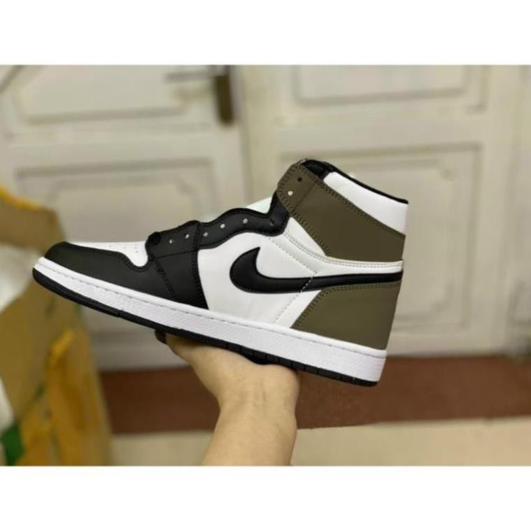 Giày thể thao Air Jordan 1, Giày JD1 Gót Nâu Đen Cổ Cao Nam Nữ full box bill