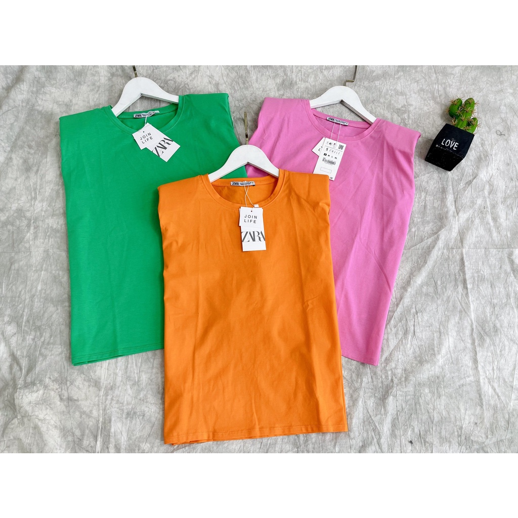 ÁO THUN ĐỘN VAI ZARA VNXK HỌA TIẾT TRƠN - COTTON 100% 4C FORM CHÂU ÂU