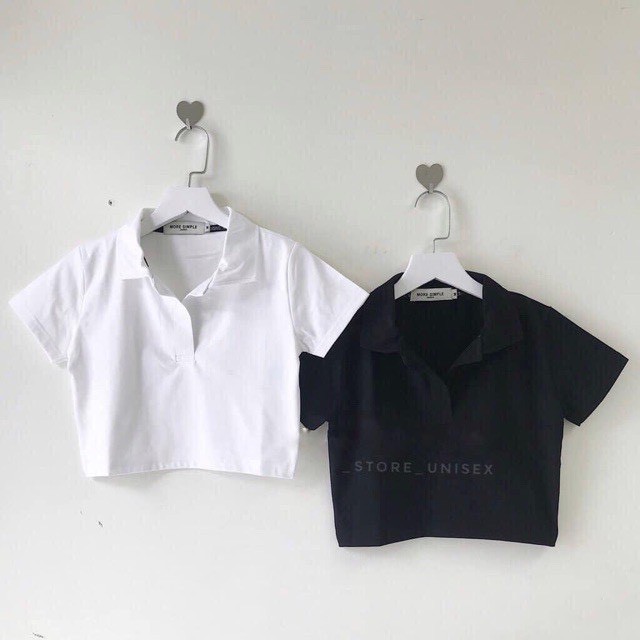 Áo croptop polo nhiều màu basic ulzzang / Áo thun nữ polo croptop có cổ 4 màu basic ulzzang | BigBuy360 - bigbuy360.vn