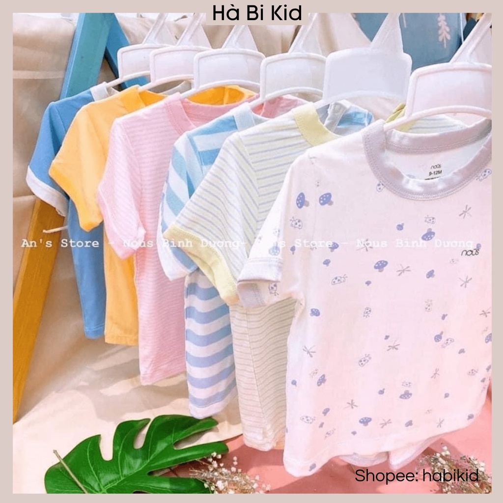 Bộ quần áo cộc tay chất liệu peptit Nous hè cho bé trai bé gái đủ màu size từ 3 tháng đến 2 tuổi HB0015