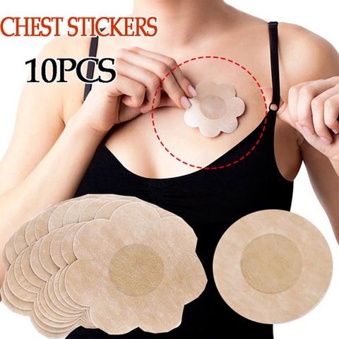 Set 10 Miếng Đệm Ngực Bằng Vải Dệt Vô Hình Cho Nữ ​Miếng Dán Trang Trí Không Để Lại Dấu Vết Dành Cho Nữ