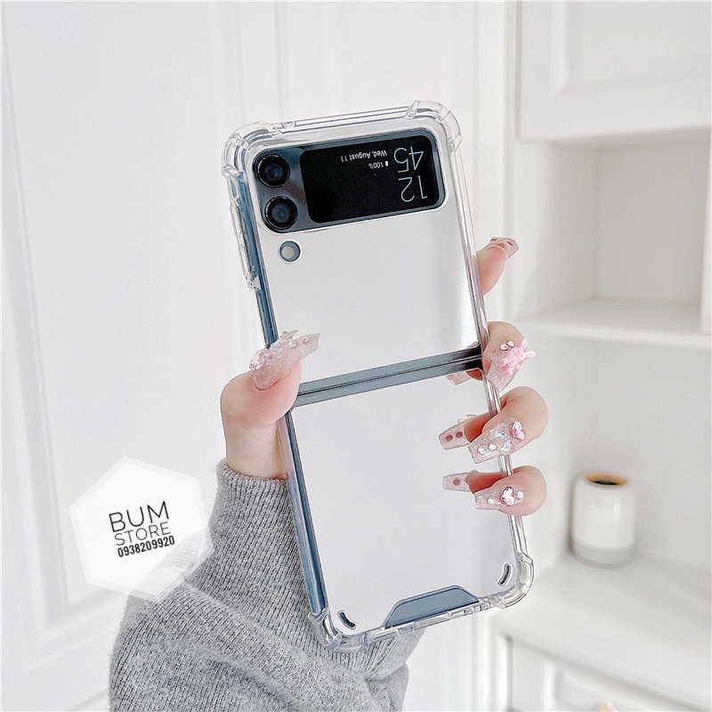 Ốp Lưng Samsung Galaxy Z Flip 5 / Z Flip 4 / Z Flip 3 Tráng Gương Chống Sốc Trong Suốt