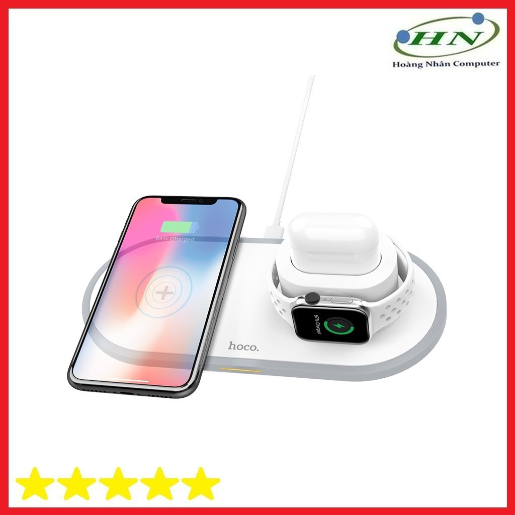 Đế sạc không dây 3in1 Hoco CW21, chip sạc thông minh, hỗ trợ sạc cho SmartPhone, iWatch, AirPods