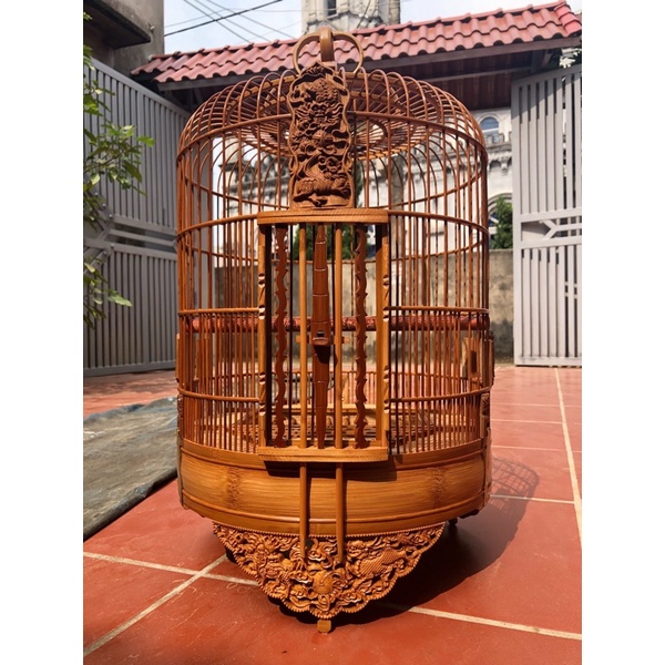 Lồng nuôi hoạ mi đục tích Lân vờn cầu siêu đẹ